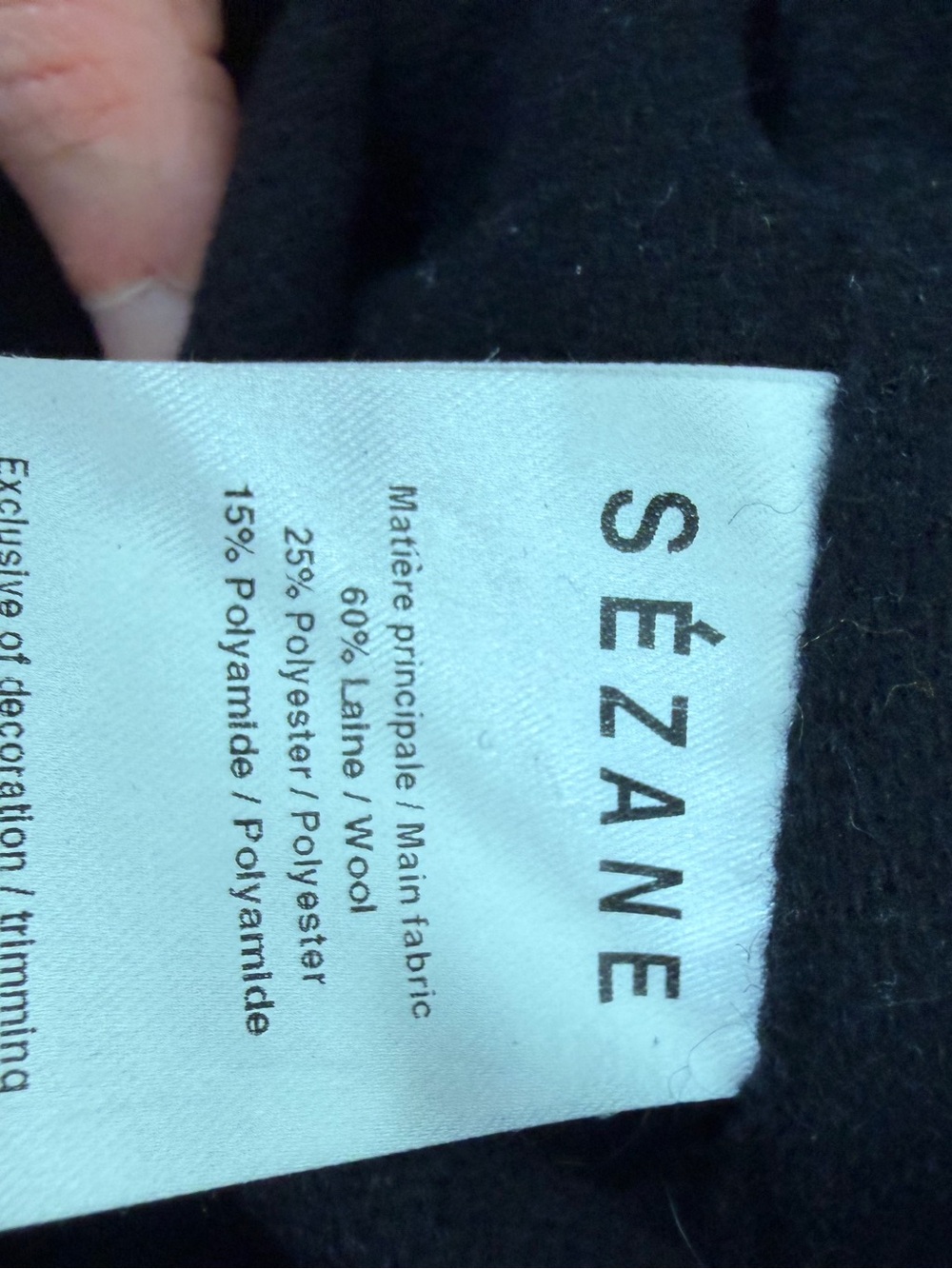 Sézane Jim coat black wool long coat boyfriend fit Size 38 US 6 - Picture 12 of 12